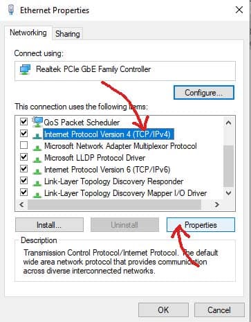 find IPv4 settings