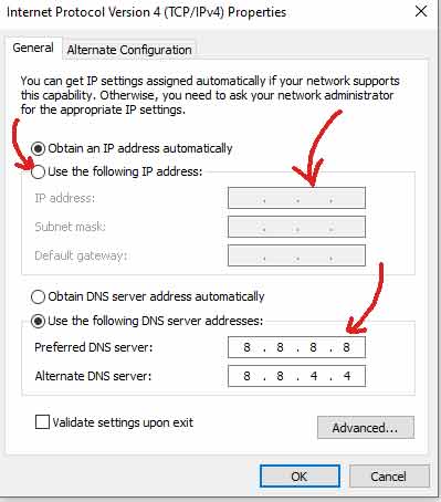 IPv4 settings